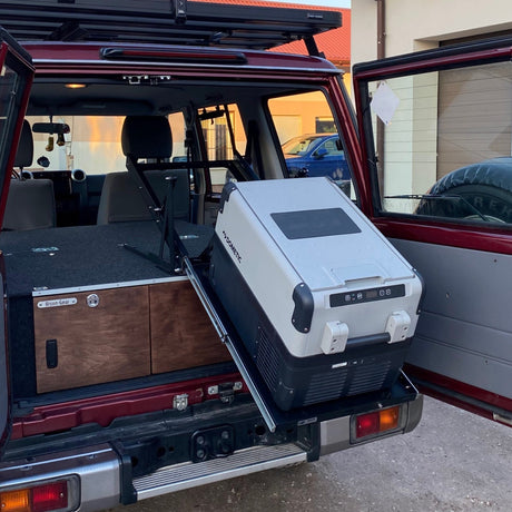 Tilted Fridge Slider with Gas Struts - Bison Gear