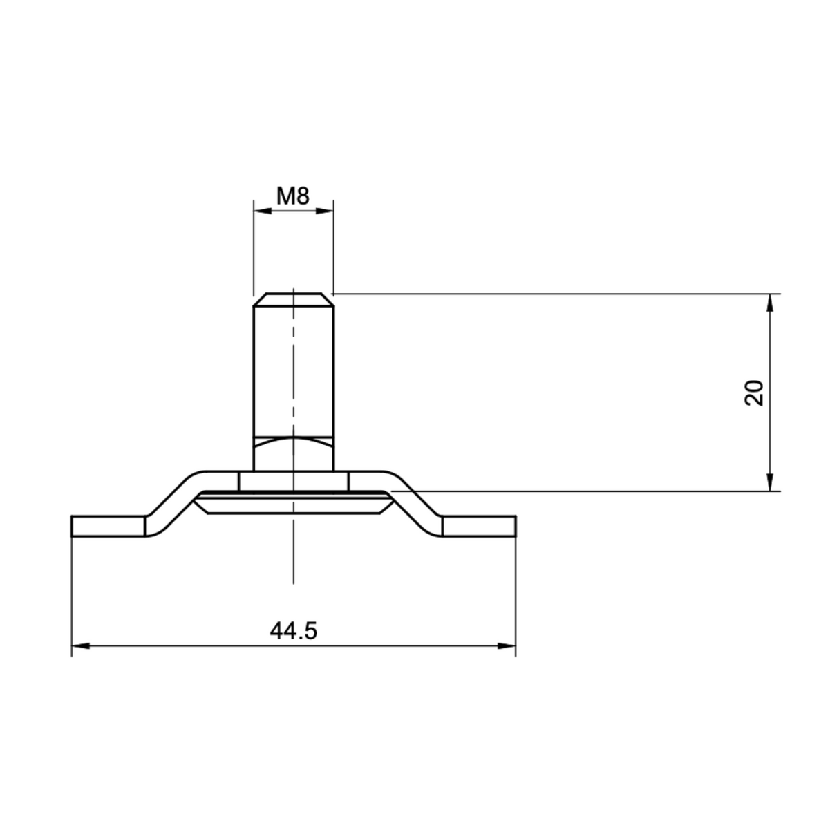 L-Track Stud 8x20mm-4-Bison Gear