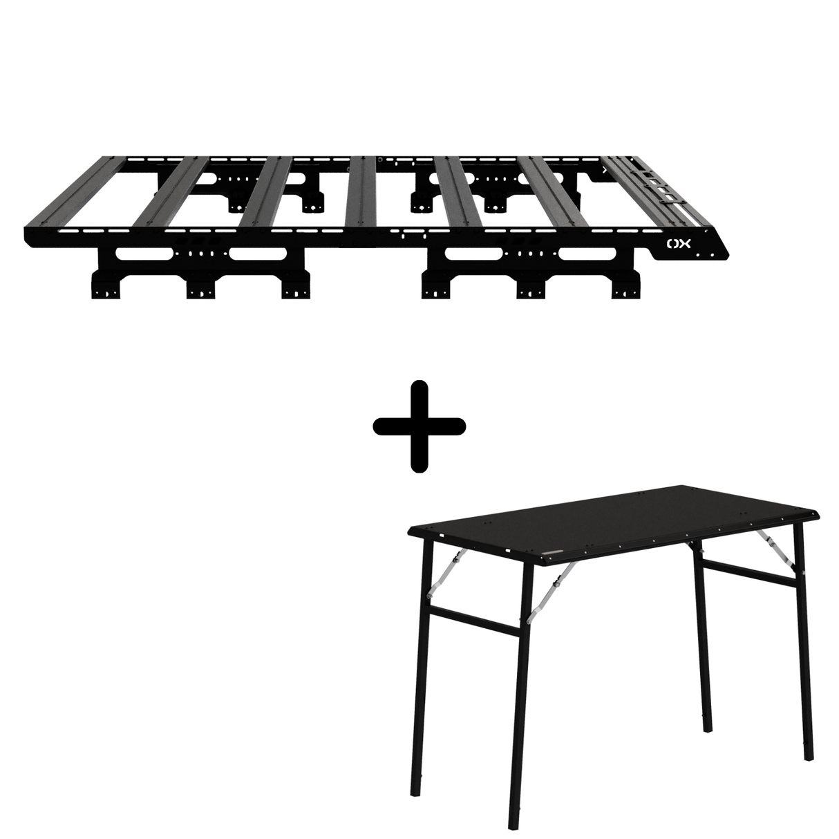 SET: 3/4 OX PRO Roof Rack + Camping Table - Grenadier