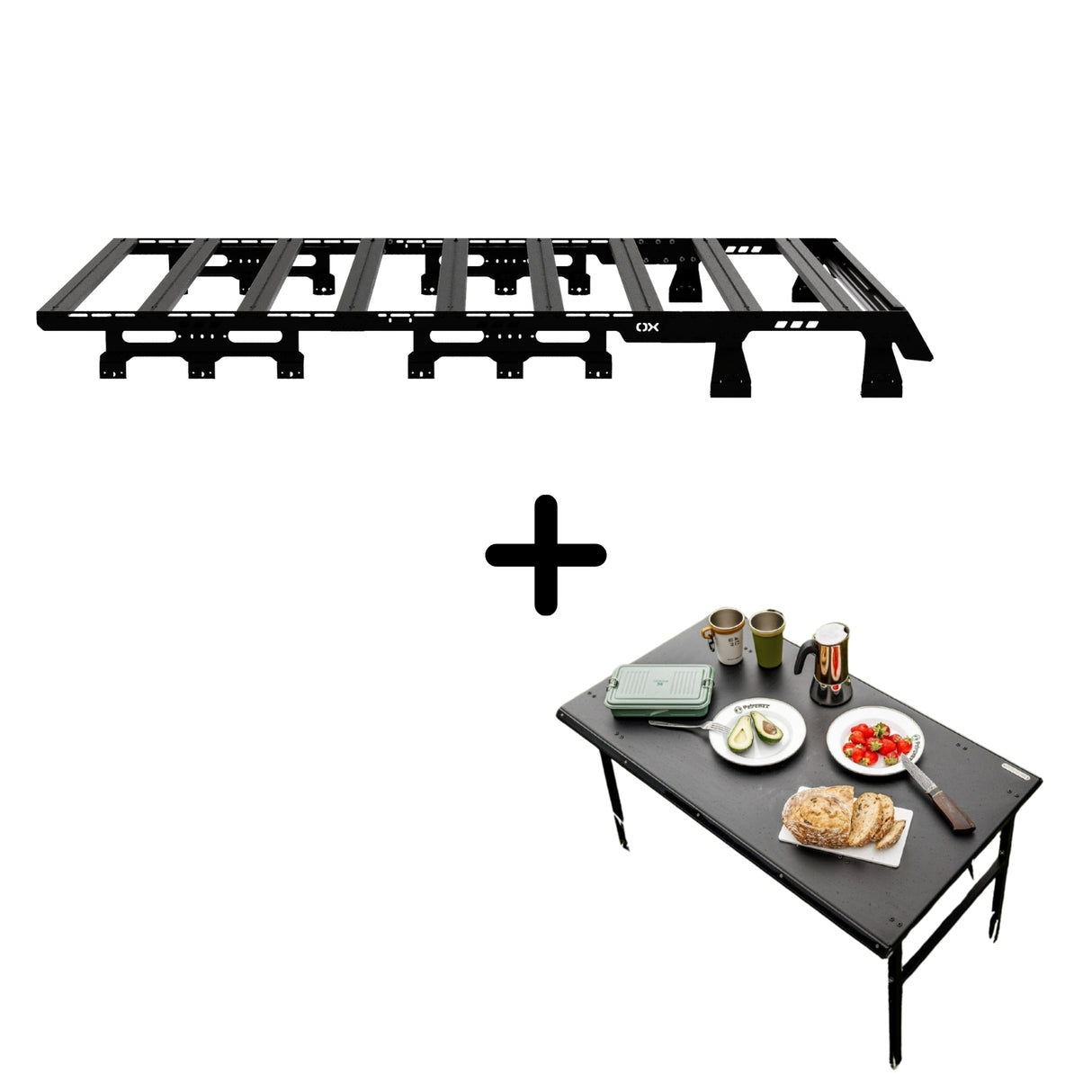 SET: 1/1 OX PRO Roof Rack + Camping Table - Grenadier