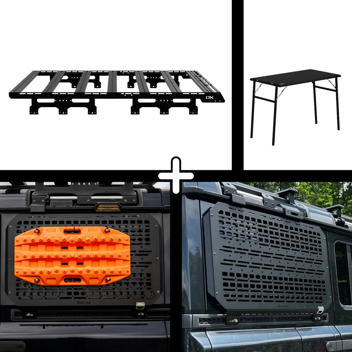 SET: 3/4 OX PRO Roof Rack + 2 x Panels (Left + Right) + Camping Table - Grenadier