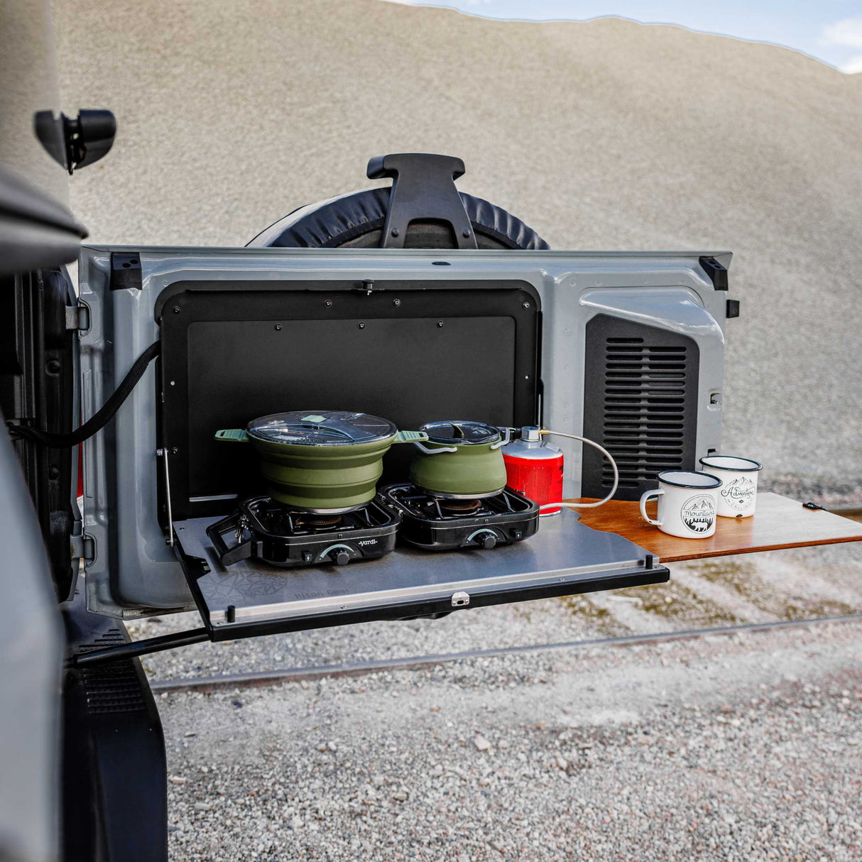 SET: Drop-Down Tailgate Table (Bronco 6G) + STORK Small + FitRub 32-45 mm (2-pack)-2-Bison Gear