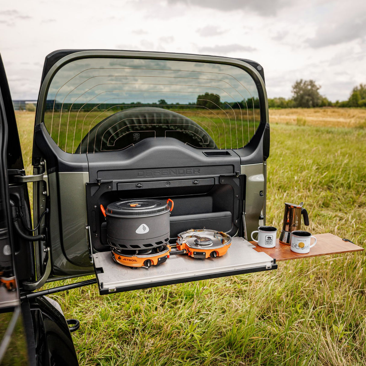 SET: Drop-Down Tailgate Table (Defender L663) + STORK Small + FitRub 32-45 mm (2-pack)-2-Bison Gear