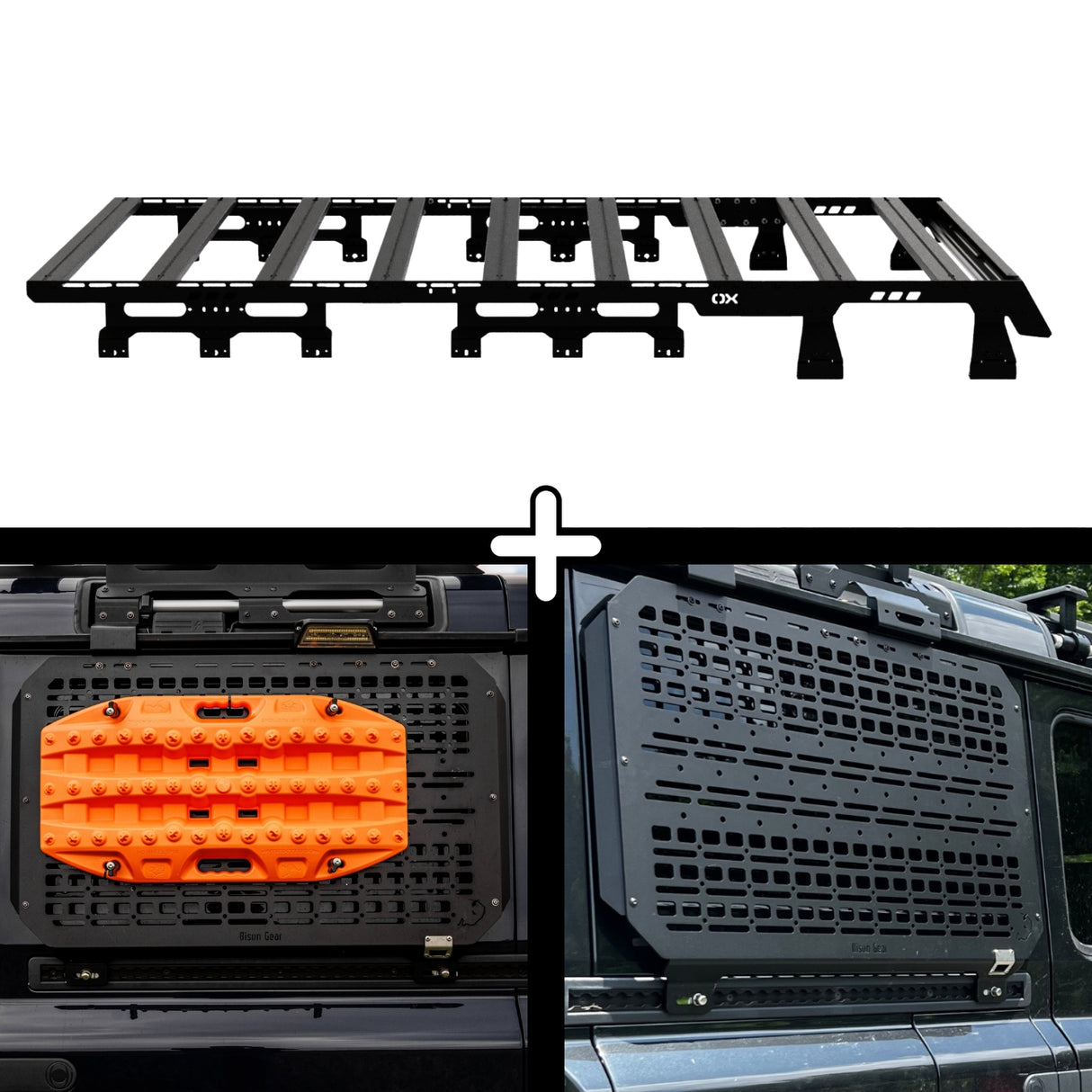 SET: OX PRO Roof Rack 1/1 + 2x MOLLE Panels - Grenadier-1-Bison Gear