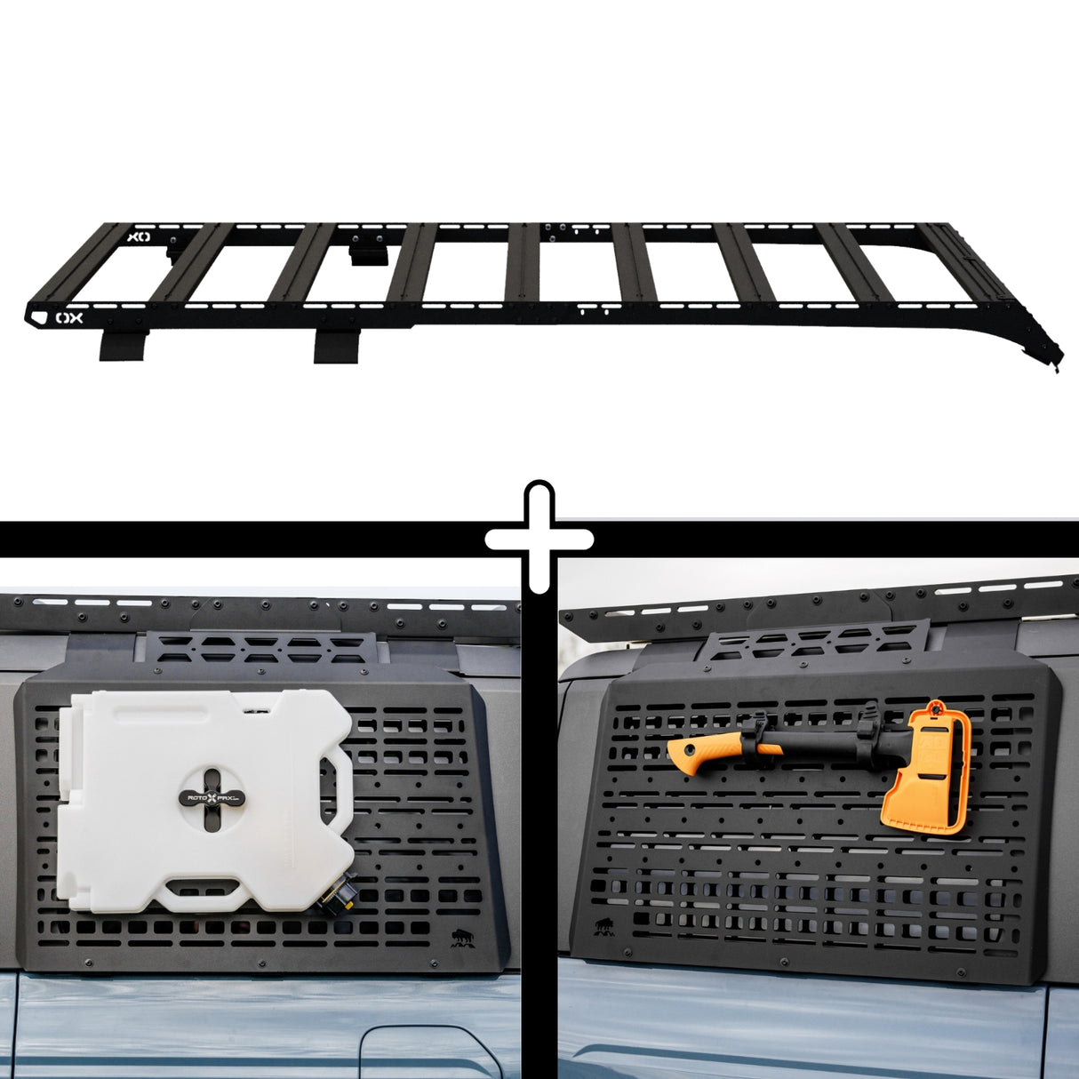 SET: OX PRO Roof Rack + 2x MOLLE Panels - Bronco 6G 4-Door-1-Bison Gear