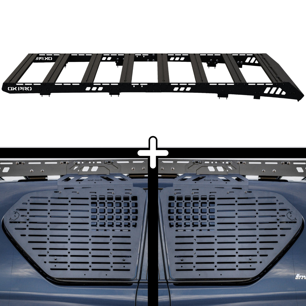 SET: OX PRO Roof Rack + 2x MOLLE Panels - LC150/GX460-1-Bison Gear