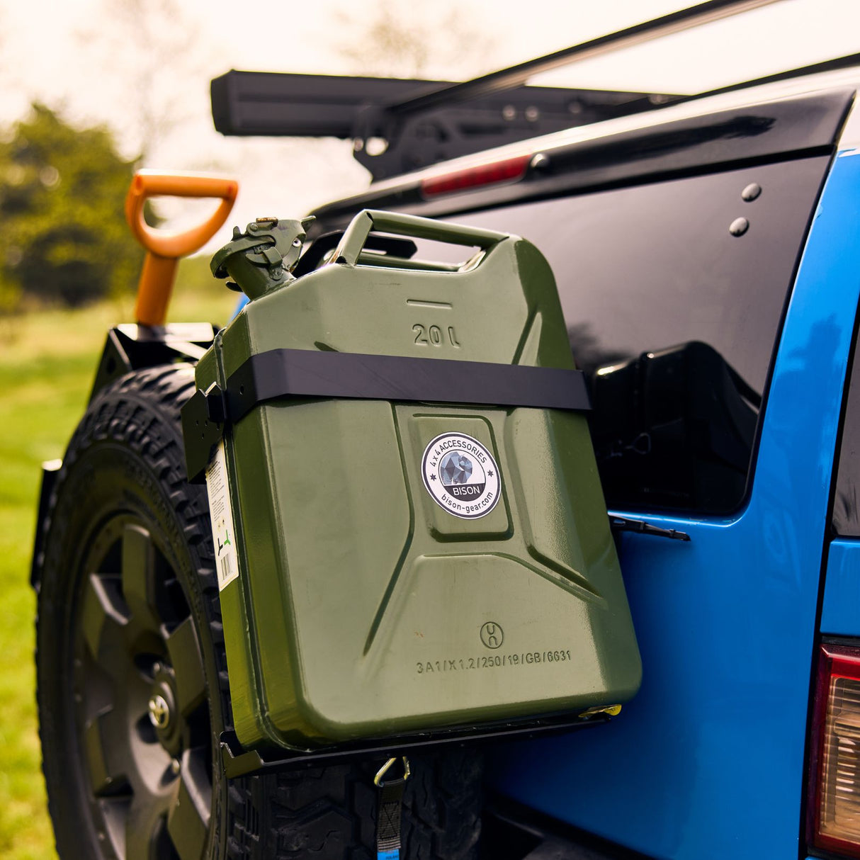 SET: Universal Wheel Mount with Strap and Jerry Can Mount-14-Bison Gear