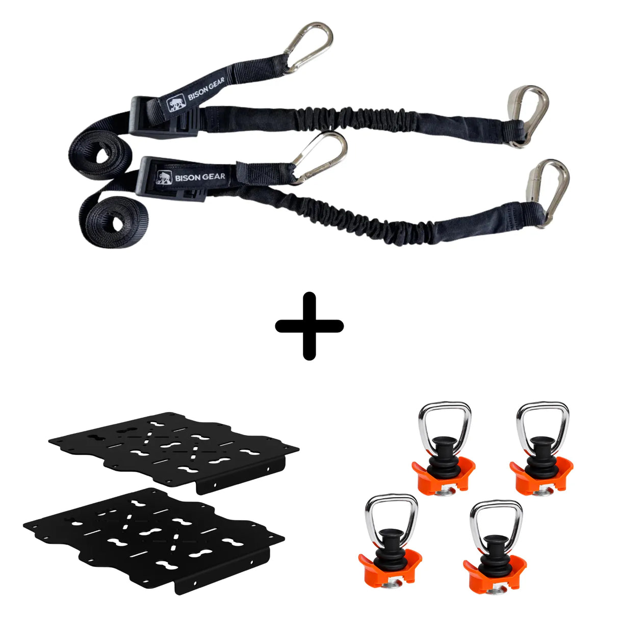 SET: OX PRO Roof Rack Panels (2 pcs) + BOA Straps (2 pcs) + Tie Down Points AIRLINE (4 pcs)