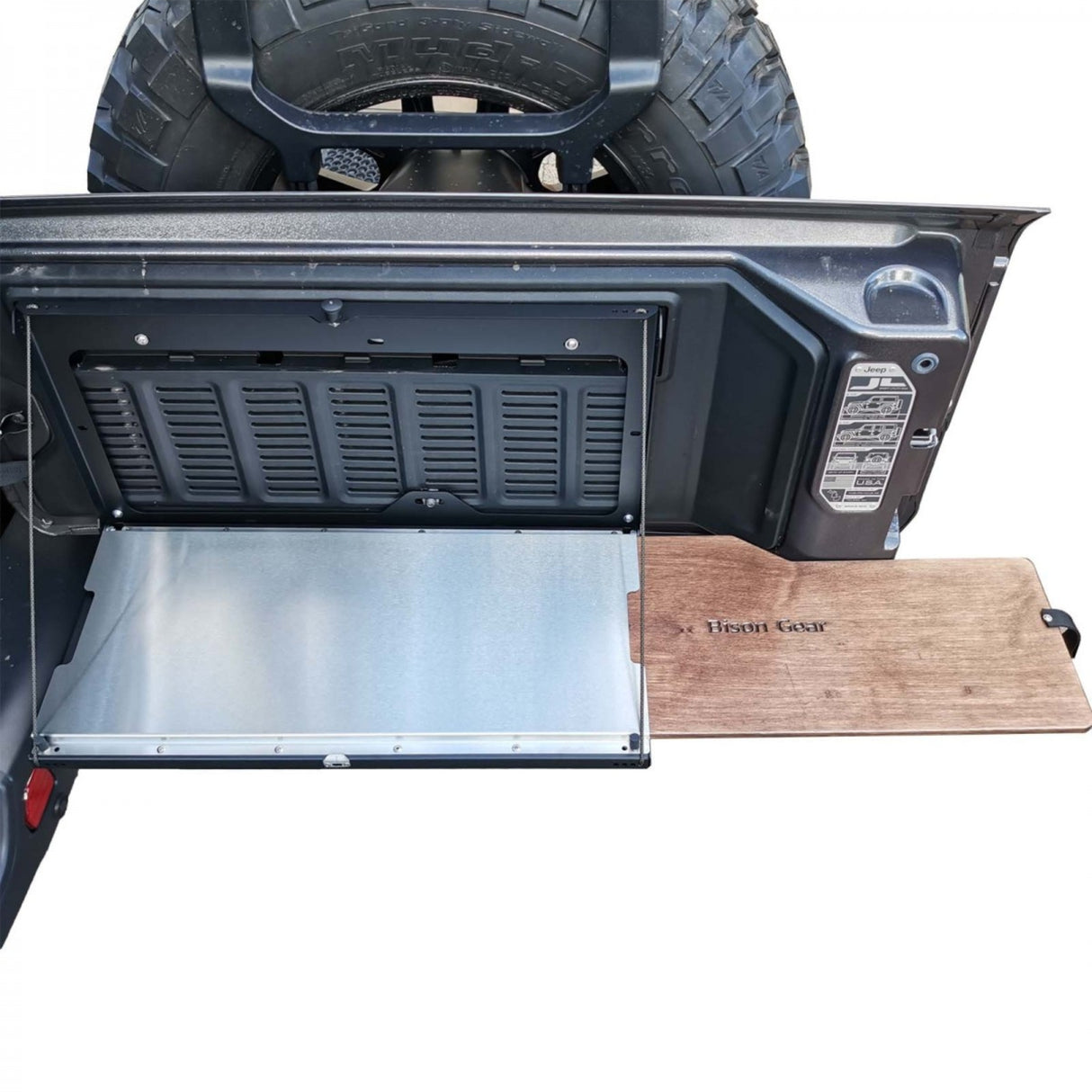 OUTLET: Drop Down Tailgate Table - JEEP Wrangler - Bison Gear