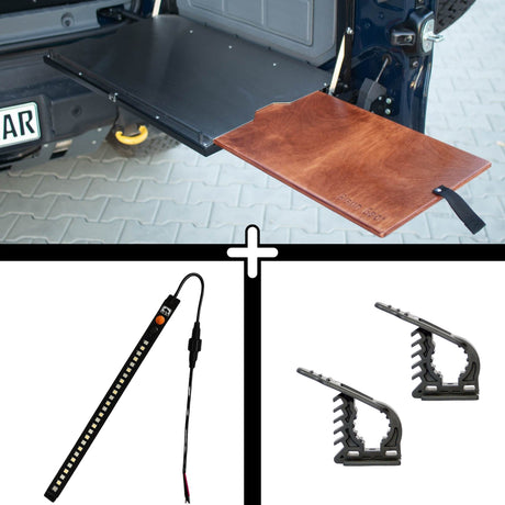 SET: Drop-Down Tailgate Table (Grenadier) + STORK Small + FitRub 32-45 mm (2-pack)-1-Bison Gear