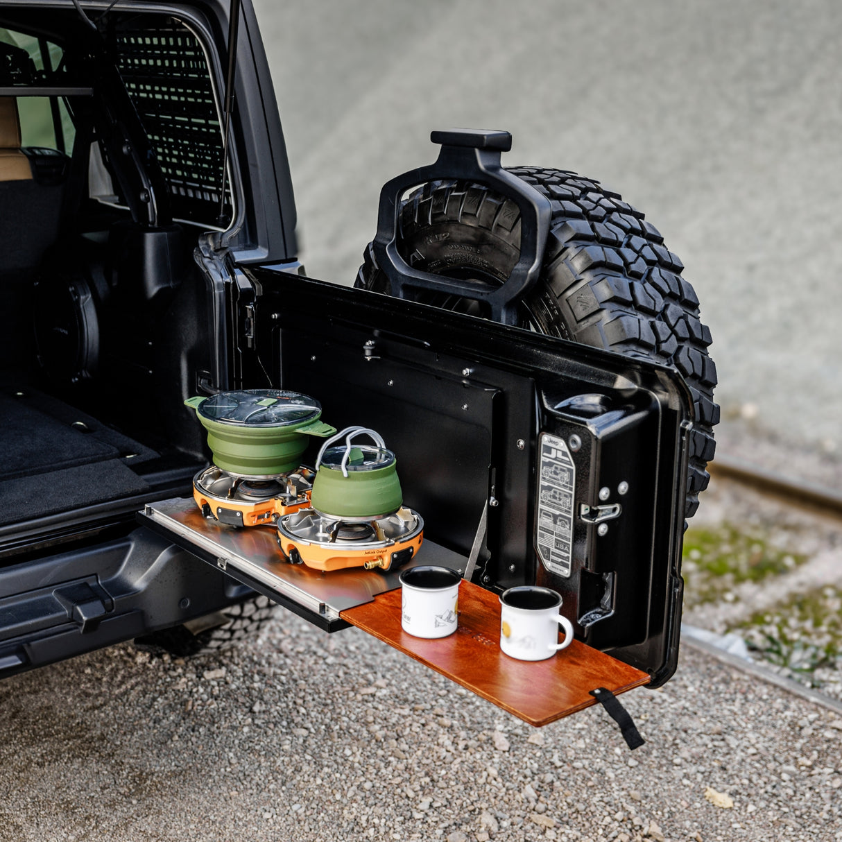 SET: Drop-Down Tailgate Table (Wrangler) + STORK Small + FitRub 32-45 mm (2-pack)-2-Bison Gear