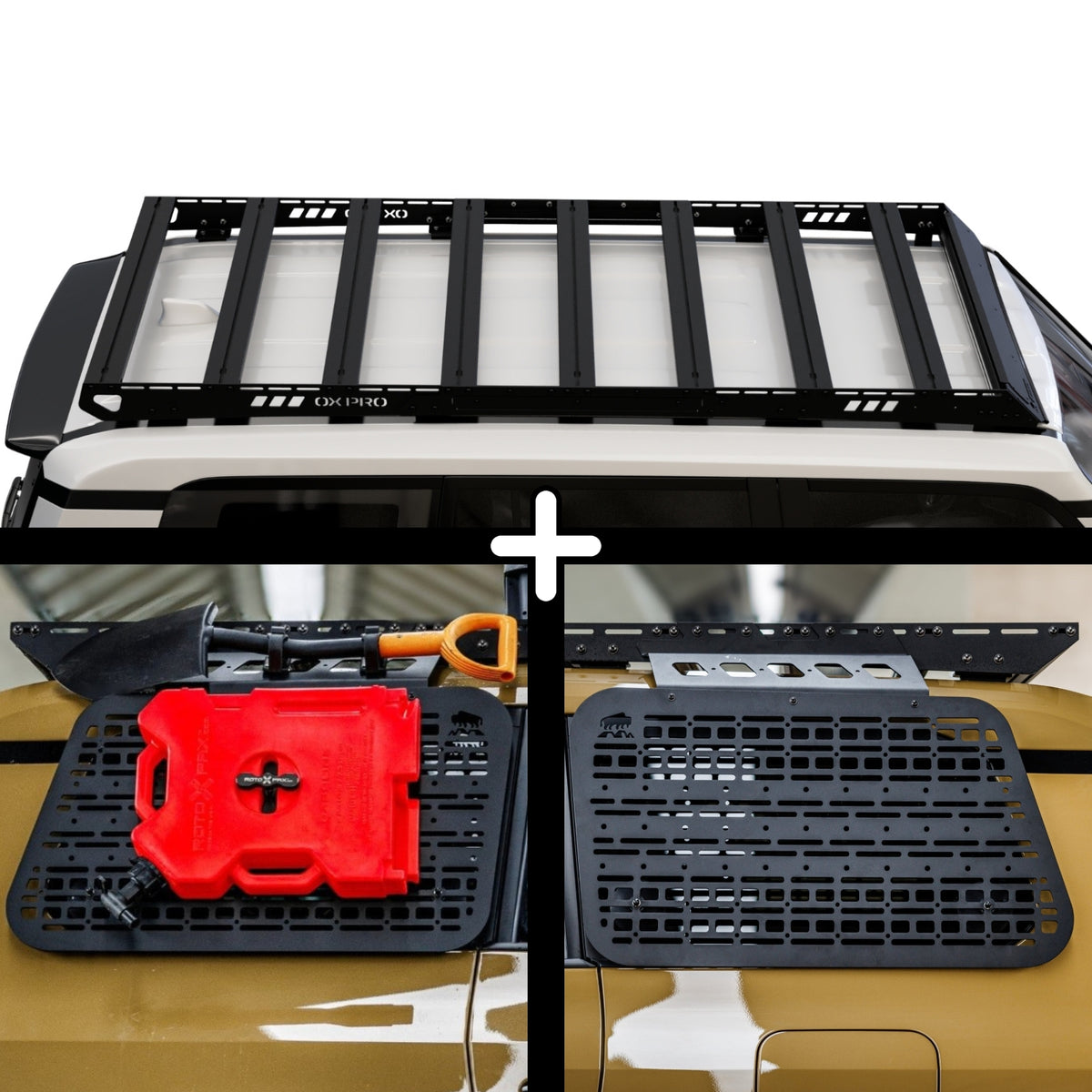 SET: OX PRO Roof Rack + 2x MOLLE Panels - Toyota LC250/GX550 – Bison Gear
