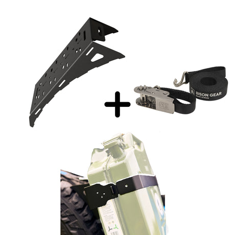SET: Universal Wheel Mount + NEW Strap + Jerry Can Mount-1-Bison Gear
