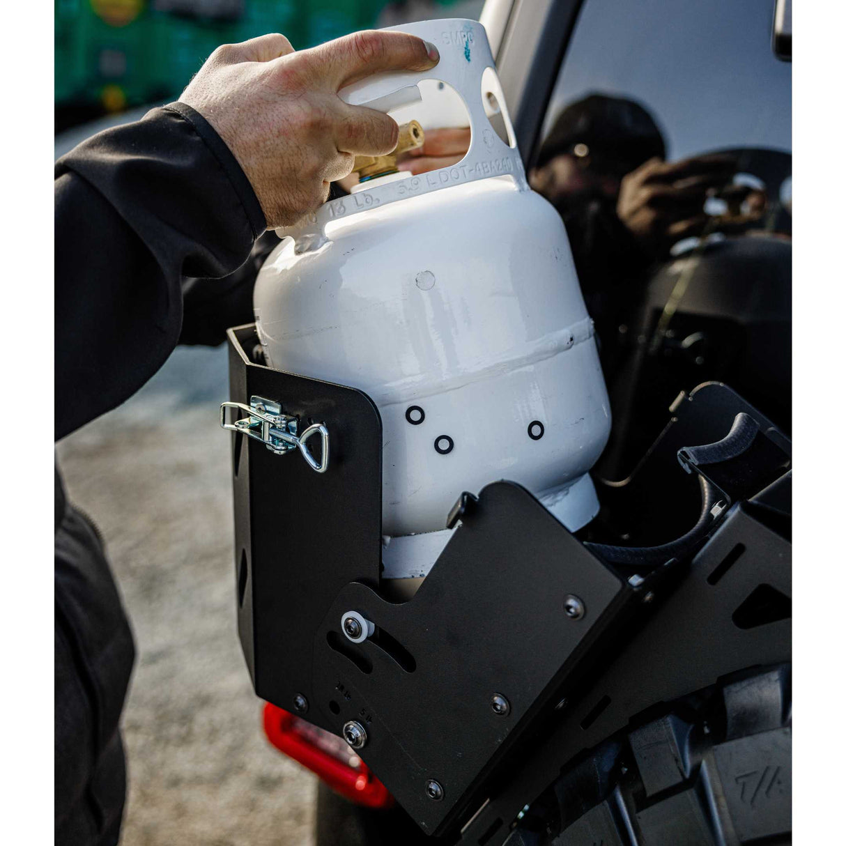 SET: Universal Wheel Mount with Strap and Gas Bottle Holder-5-Bison Gear